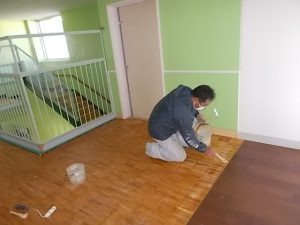 奈半利町　農業拠点施設　改修工事　床　ウレタンクリヤー塗装