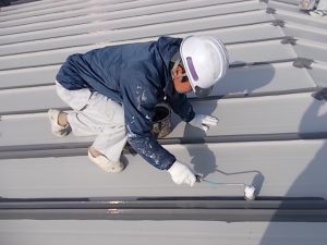 奈半利町　公民館改修工事　屋根　上塗り