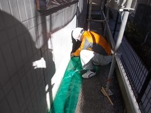 高知市中秦泉寺　ハイツO様　外壁塗装　養生