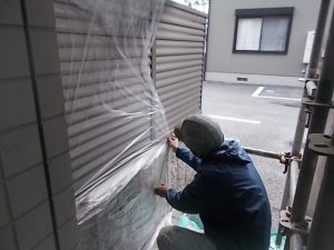 高知市中秦泉寺　ハイツＯ様　外壁　塗装養生