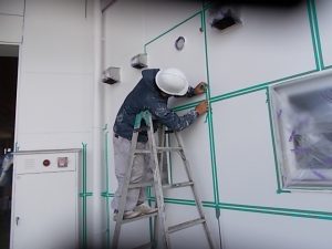 高知市大津　T部品様　外壁　目地　色分け