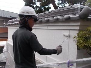 いの町　K様邸　塀　上塗　