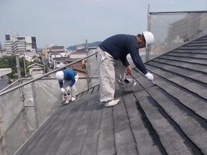 高知市農人町　K様邸　屋根　下塗　状況