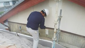 いの町　O様邸　ツマ壁　塗装