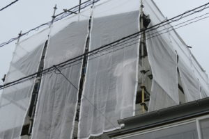 高知市三園町　Ｓ様邸　メッシュシート　養生