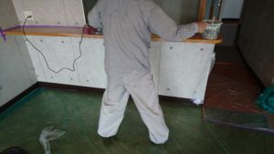 高知市中秦泉寺　ｺｰﾎﾟN様　退去修繕　カウンター　クリヤー　塗装