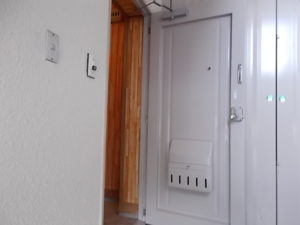 奈半利町　県営住宅　退去修繕　玄関ドア　塗装完了