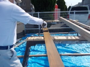 高知市朝倉　Ｉ歯科様　新築工事　木塀　木材保護着色塗料塗り