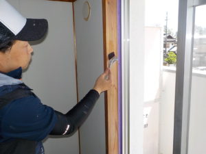 奈半利町 県営住宅 窓枠 塗装