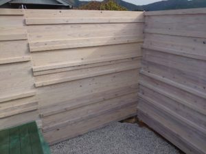 香南市野市町 M様邸新築工事 塀 木材保護着色塗料塗り