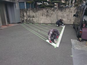 高知市上町 K様社屋駐車場 ライン引き工事